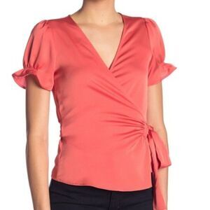 Ro & De Short Sleeve Wrap Blouse size M